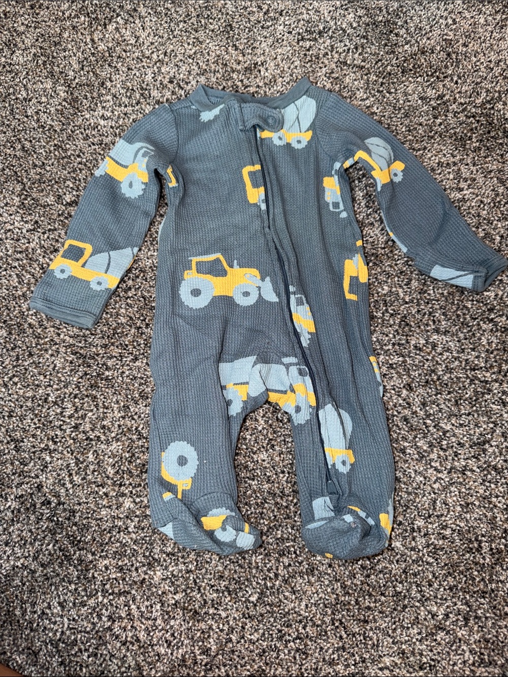 Carter's Gray Footed One-Piece with Yellow Truck Print